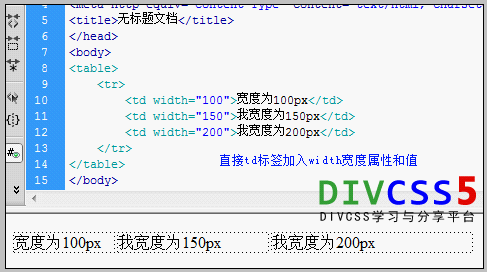 td標(biāo)簽內(nèi)設(shè)置width寬度